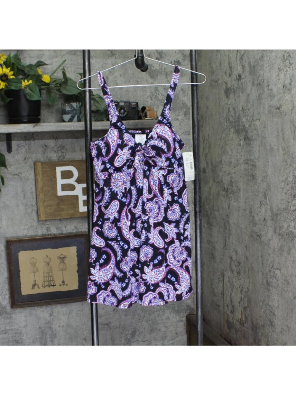NWT Swim Solutions Control Swim Dress One Piece Dancing Paisley Black Multi 14 - Picture 2 of 6